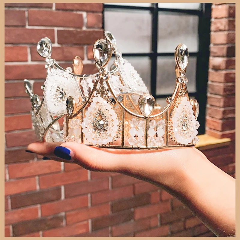 Барокко черный роскошный свадебный кристалл диадемы Короны принцесса Pageant
