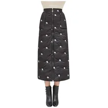 Зимняя Теплая юбка с принтом, длинные юбки трапециевидной формы на молнии, модные женские плотные теплые юбки с высокой талией, уличная одежда, новая Планета#6