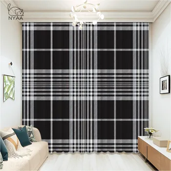 

Black Irregular Stripes Valance Curtains For Living Room Sheer Curtain Balcony Cloth Red Window Curtain Bedroom Micro Shading