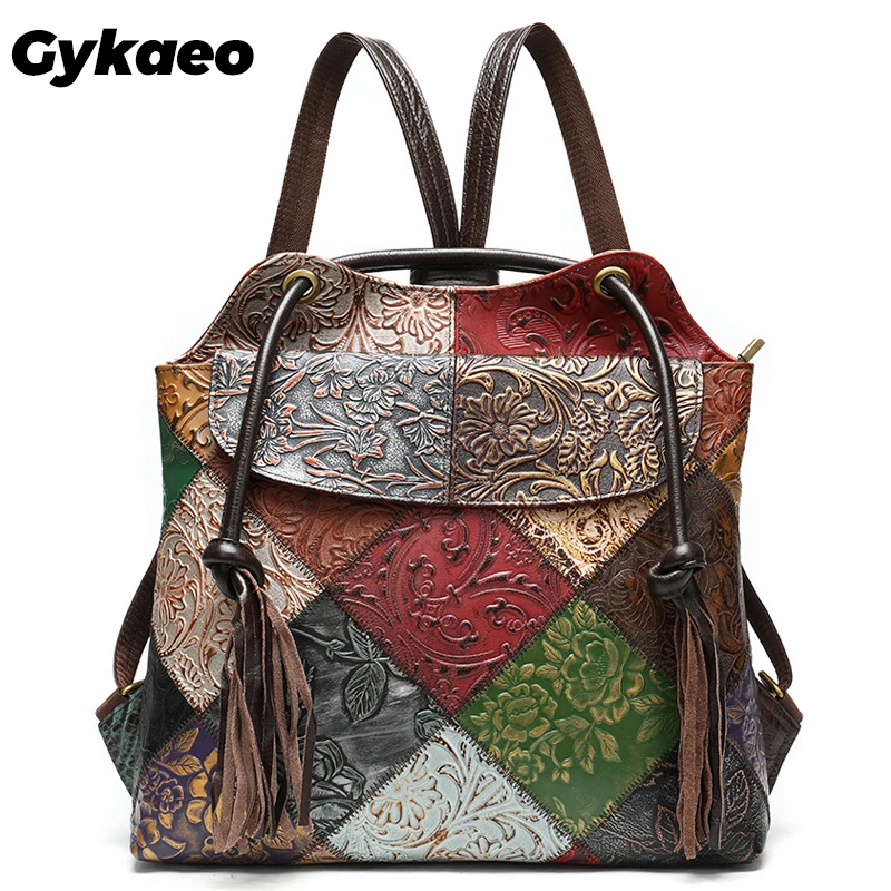 Gykaeo, винтажные женские рюкзаки из натуральной кожи, 13,3 дюймов, рюкзак для ноутбука, женский рюкзак для путешествий, женский рюкзак, Mochila Feminina