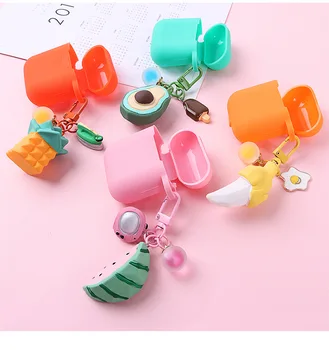 

Silicone Case for QCY T8 Case Sweet fruit Avocado Key Ring Headphone Case for QCY T 8 Fundas Bluetooth Earphone Protection Cover