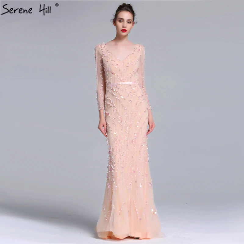 Серен Хилл ручной работы кристалл с длинным рукавом сексуальное вечернее платье Русалка Элегантные Роскошные вечерние платья CLA6010