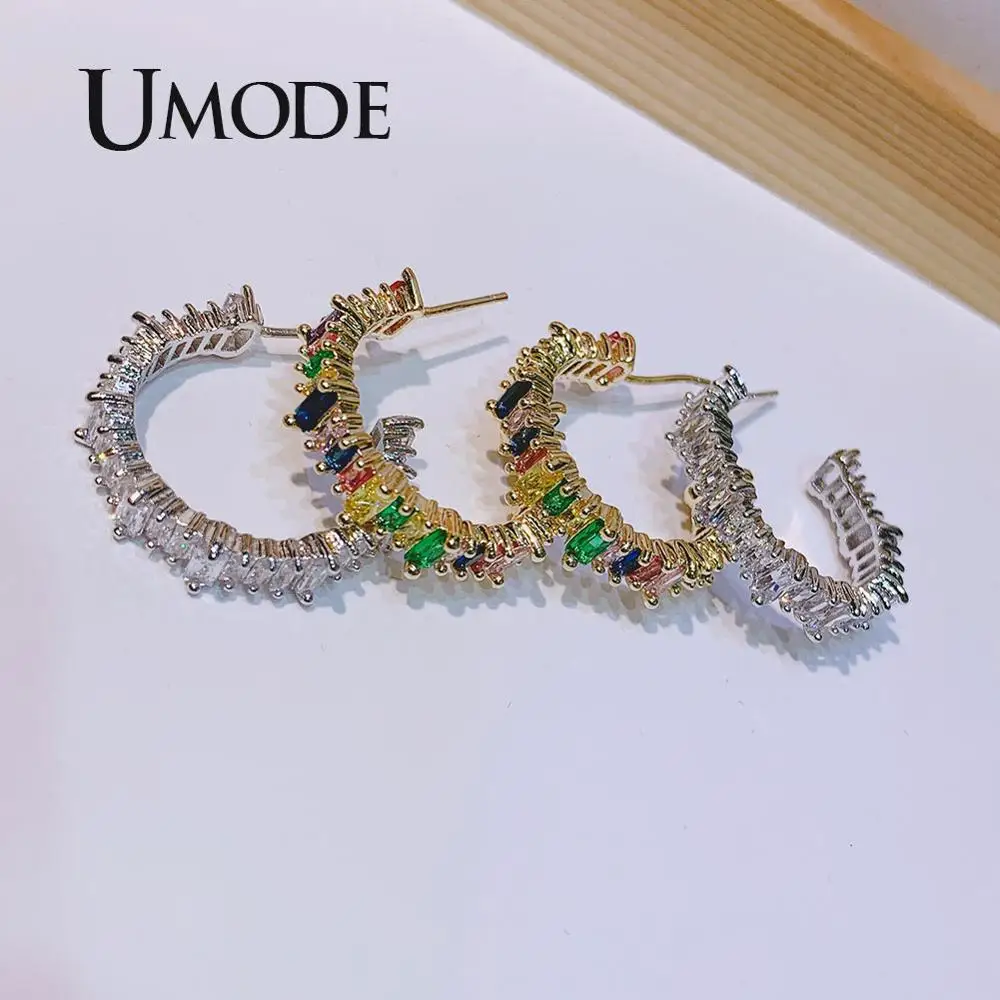 UMODE, роскошные серьги-гвоздики с кристаллами, геометрические свадебные серьги, корейская мода, ювелирные изделия, Женские аксессуары UE0607B