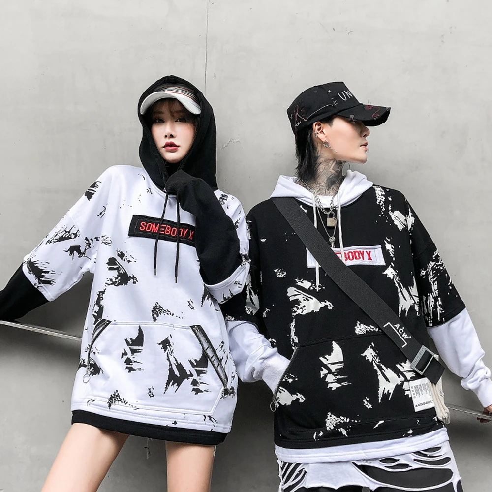 Япония уличная Толстовка в стиле хип-хоп Swag Tyga Sudadera Hombre оверсайз черный белый