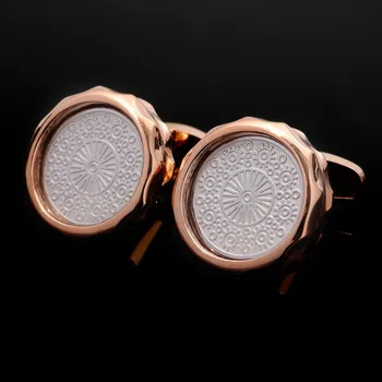 

2019 European vintage floral design suit shirt men cuff-links round rose gold high quality formal cuff buttons wedding lawyer
