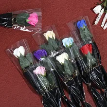 60pcs Single Rose Plastic Package Transparent Flower Bouquet Wrapping Opp Bag Floral Packaging Bags Valentine's Day Flowers Bag