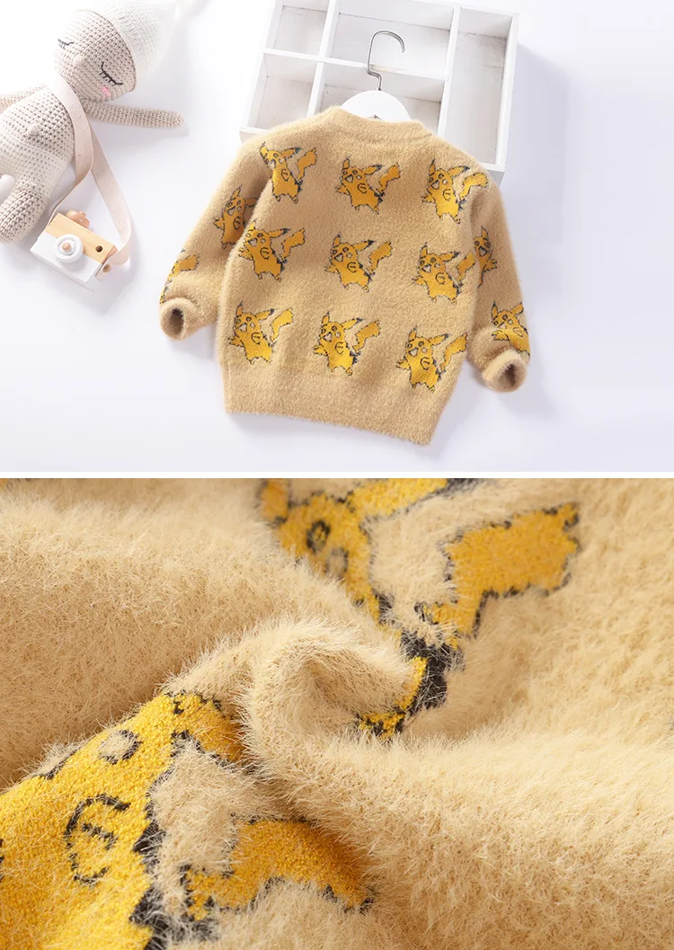 Girl'S Pullover Sweater Mink Cashmere Autumn And Winter New Style Children Crew Neck Sweater Cartoon Girls Sweater Batch