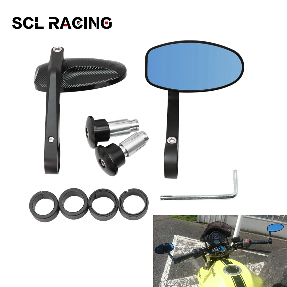 

Alconstar New 1 Pair 7/8" 22mm Universal Motorcycle Black Rear View 18mm Handle Bar End Side Rearview Mirrors Moto Parts