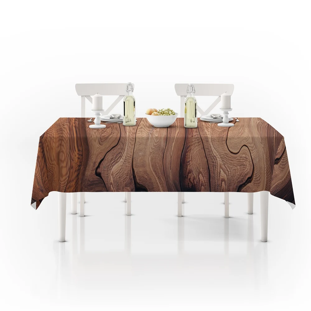 

Vintage Wooden Grain Pattern Design Rectangular Tablecloth Dining Picnic Table Cloth Kitchen Home Decoration Thicker Polyester