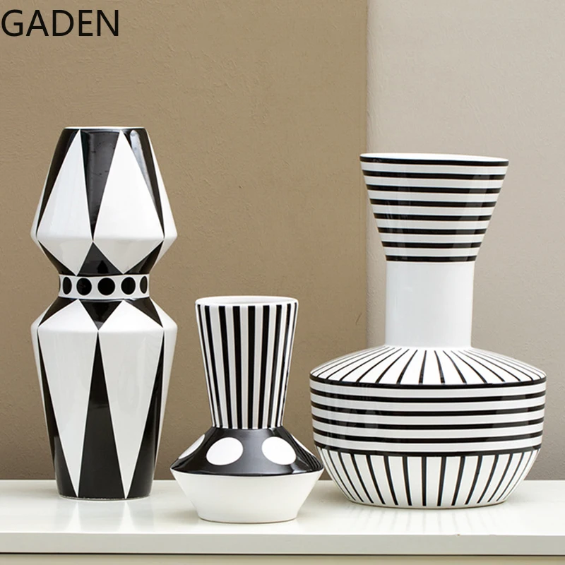

Geometric Ceramic Vase Living Room Flower Arrangement Dried Flower Vase Desktop Decoration Ornaments Plant Pots Decorative