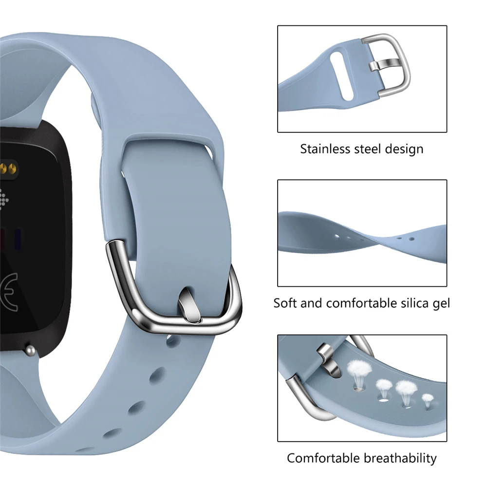 Спортивные часы ремешок для Fitbit Versa Классический мягкий силиконовый браслет на запястье умные часы сменный ремешок для Fitbit Versa 2 1
