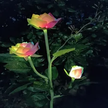 Multicolor Rose Solar LED Decoration Outdoor Lawn Light Family Garden Fake Flower Night Light Waterproof Light