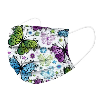 

20pcs Adult Disposable Face Mask 3-layer Filter Earloops Protection Face Masks Butterfly Printing Elastic Mouth Mask Mascarillas