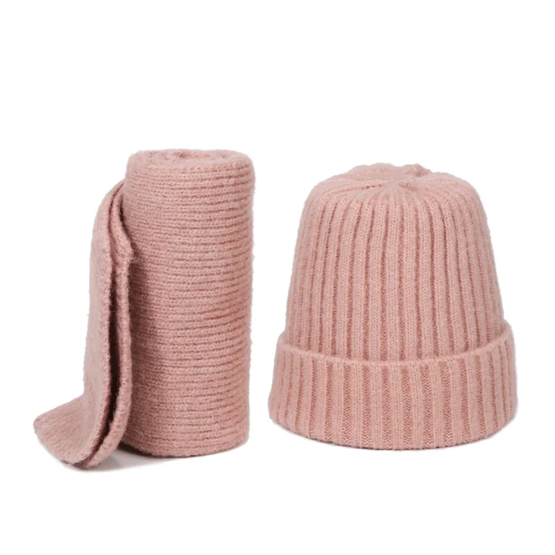 Вязаная шапка, зимний теплый шарф, детская шапка и шарф для девочек и мальчиков, комплект из двух предметов, мягкая теплая шапка куполообразная - Цвет: E