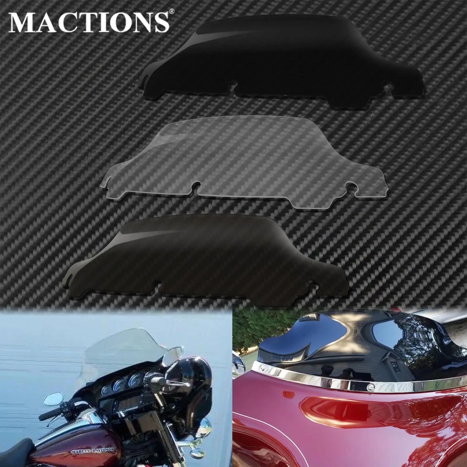 

Motorcycle 7'' Windscreens Wind Deflectors Windshield Black /Smoke/Clear For Harley Touring FLHT Electra Street Glide 2014-2019