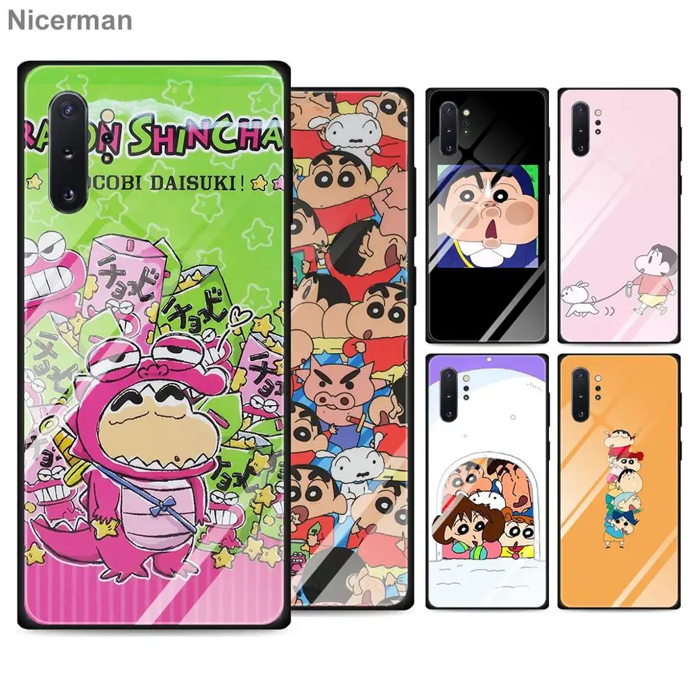 Забавные чехлы из закаленного стекла Crayon Shin-Chan для samsung Galaxy S10 S8 S9 Plus S10e Note 9 10 Plus A50 A30