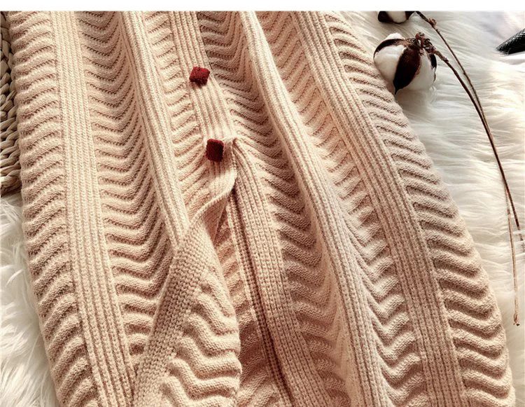 Новое платье-свитер женское осенне-зимнее 2019 повседневное свободное платье-свитер средней длины с пышными рукавами
