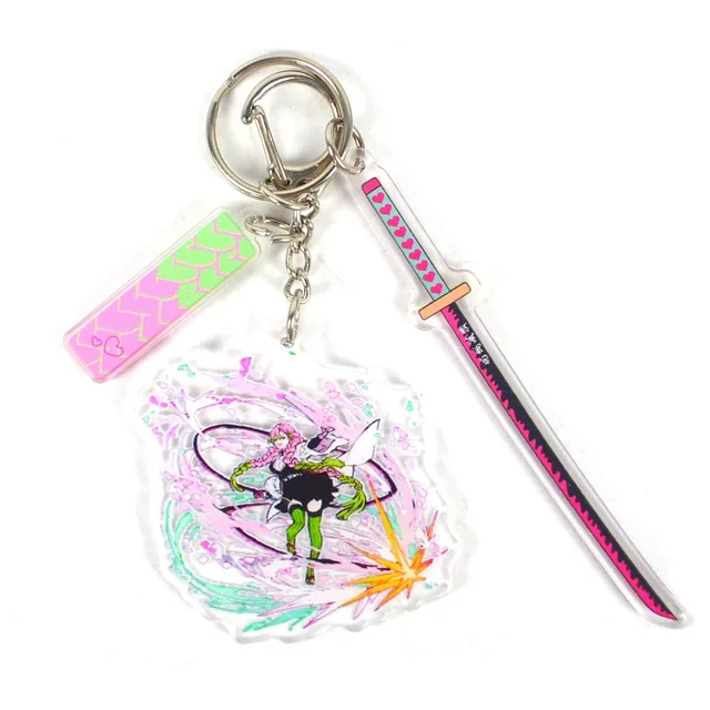 Anime Demon Slayer Kamado Tanjirou Kimetsu No Yaiba Pendant Keychains Acrylic Cartoon Key Chain Decoration Keyring Prop Gift 11