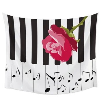 

Piano Rose Music Love Wall Hanging Wall Decor Wall Art Coverlet Curtain Scarf Sheet Towel Window Curtain Table Cloth Furniture
