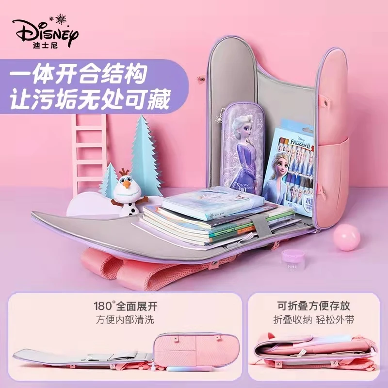 2022 Disney Frozen School Bags For Girls Elsa Anna Primary Student Shoulder Orthopedic Backpack Large Capacity Grade 1-4 Mochila