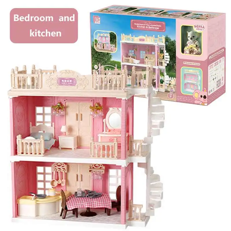 Dollhouse Toy Set Para Quarto, Pretend Game, Brinquedos Portáteis, Ônibus,  Padaria, Loja, Duplex, Contém 61 Acessórios, Pequenos Animais, 1:12, Quarto