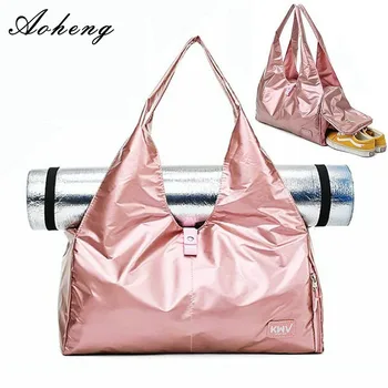 

Koreaanse Mode Zachte Reizen Plunjezak Roze Oxford Waterdichte Zwemmen Yoga Fitness Handtassen met Schoenen Pocket Vrouwen