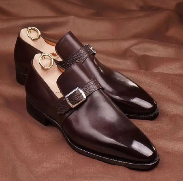 Zapatos de cuero sintético para hombre, zapatos de tacón bajo con hebilla, botines de primavera, clásicos, informales, TV430