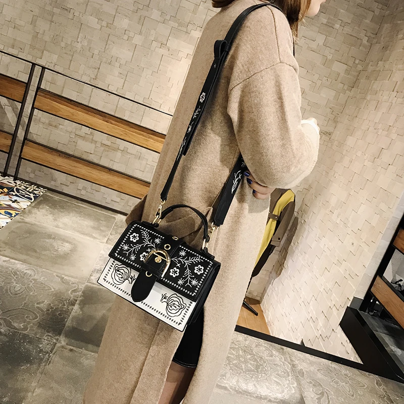 Bolso cuadrado pequeño para mujer, bandolera de piel sintética, color negro, Estilo Vintage, a la moda, 2021