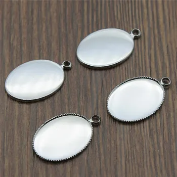 

(25 Pieces/Lot) 13*18MM 18*25MM Oval Cabochon Settings Diy Pendant Base Blank Jewelry Accessories