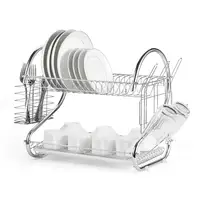 2 Layer Dish Drainer Kitchen Cutlery Cup Plates Dish Rack Sink Rack Drip Tray Storage Shelf Stainless Storage Organizer Holder 1