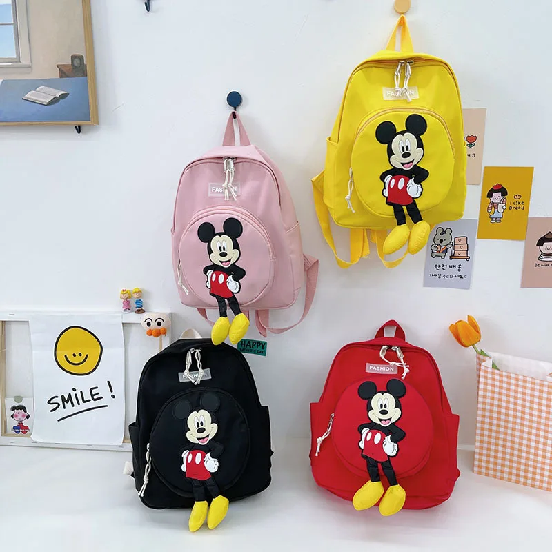 

2021 New Disney Original Children Backpack Mickey Mouse Nylon Breathable Kindergarten Baby School Bag Cute Girls Cartoons Bags