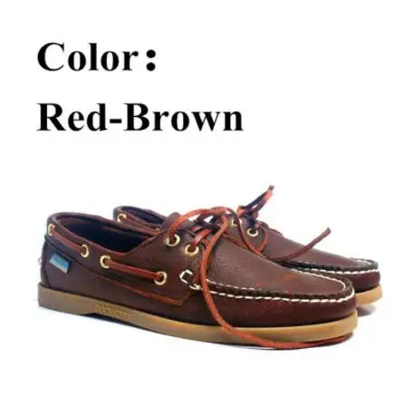 Мужская повседневная обувь из воловьей кожи с первым слоем; Docksides Deck Moccain; водонепроницаемые мокасины; обувь для вождения; модная обувь унисекс ручной работы - Цвет: 10