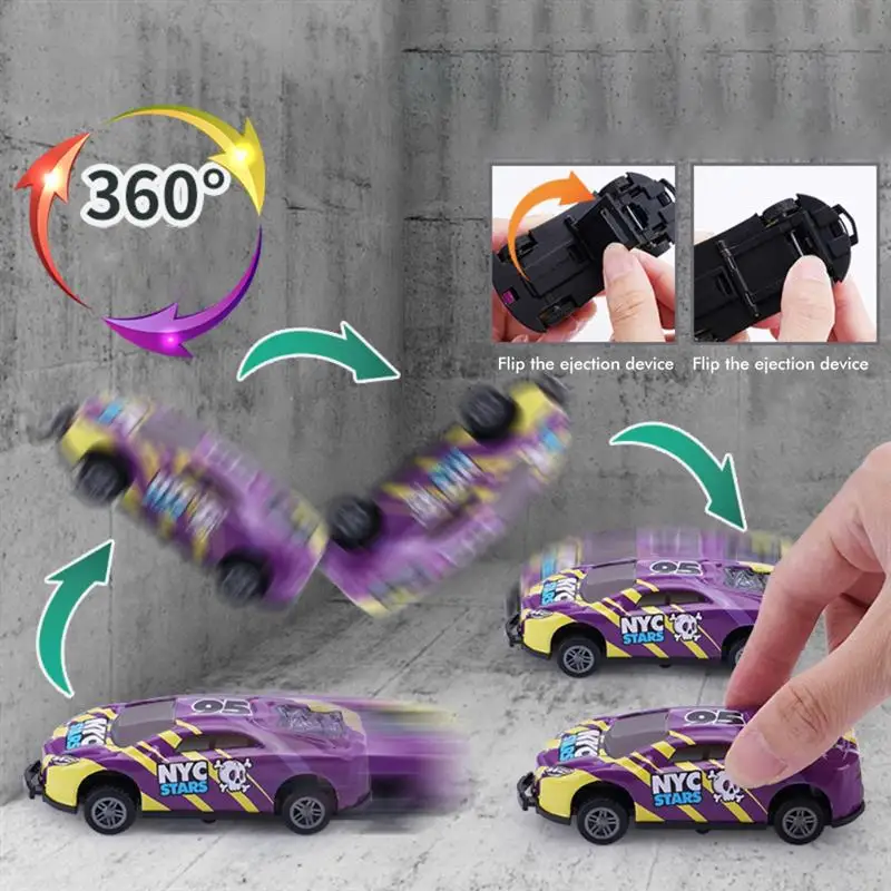 8 Pcs Stunt Toy Car Alliage Pull Back Catapult Car 360 ° Rotation Créativité Mini Modèles De Voitures Petit Jeu Prix pour Enfants Enfants Garçons 