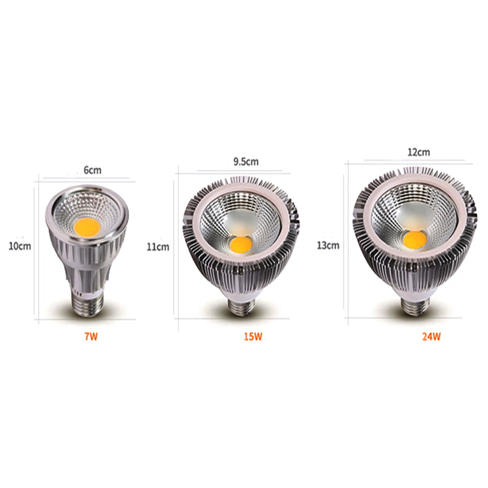 7W 15W 24W COB LED Растут огни Лампа E27 Теплый белый полный спектр с отражающей линзой для