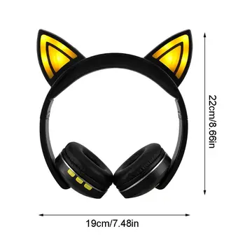 

Bright Light Cat Ear Headphones Bluetooth Wireless Cat Ear Stereo Gaming Headset