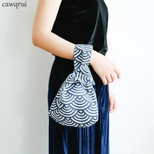 Женская сумка в японском стиле, сумка на запястье с узлом, маленькие сумочки, Ретро стиль, для мобильного телефона, для ключей, квадратная тканевая сумка, сумка для покупок, клатч