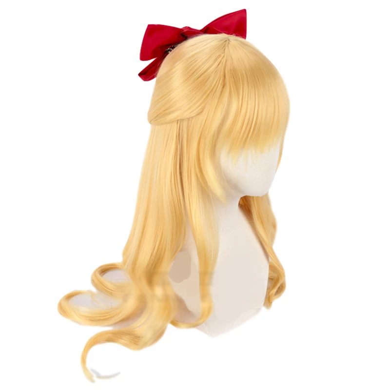 Sailor Venus Cosplay Wigs Sailor Moon Minako Aino Cosplay Wig Blonde Loose Wave Long Heat Resistant Synthetic Hair Wig