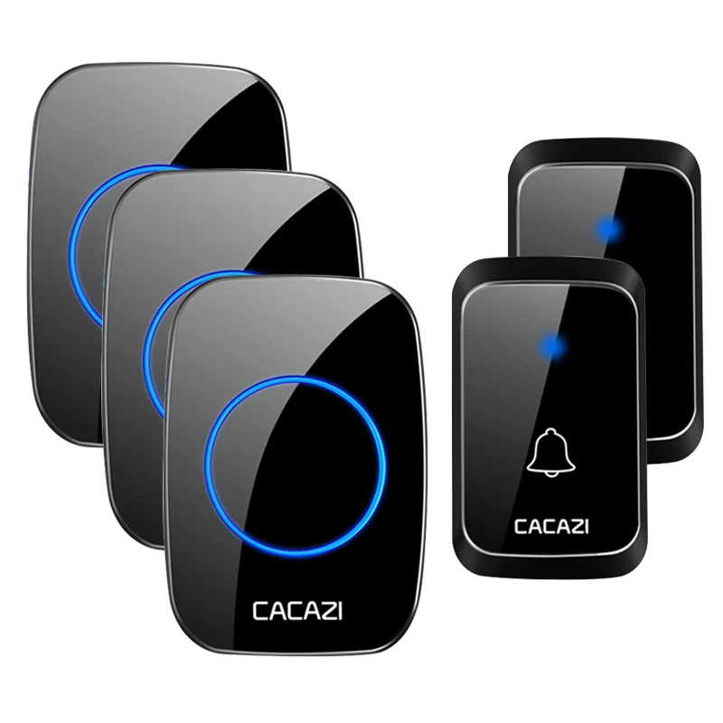 CACAZI Outdoor Wireless Ring Doorbell Battery Waterproof Door Bell DC 1 2 Button 1 2 3 Receiver 300M Remote Cordless 36 Chimes