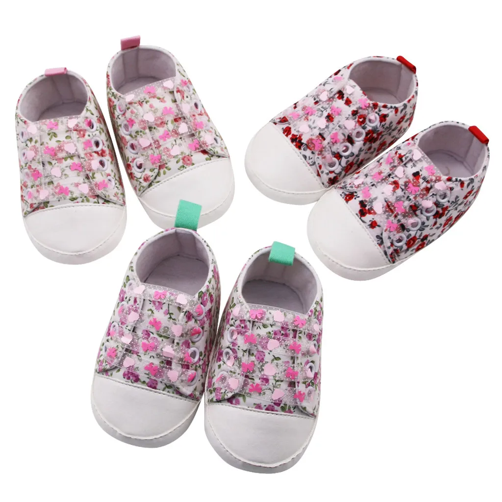 

2019 Fashionable Newborn Baby Girls Flowers Printing Prewalker Soft Sole First Walker Single Shoes Sapato Infantil kids shoes