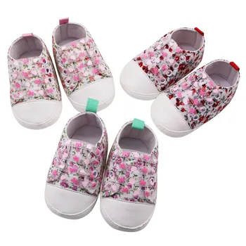 

2020 Fashionable Newborn Baby Girls Flowers Printing Prewalker Soft Sole First Walker Single Shoes Sapato Infantil kids shoes