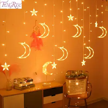 

220V 3.5m Moon Star Lights Garland String Fairy Lights Outdoor Eid Mubarak Party Favor Ramadan Mubarak Decor Wedding Decoration
