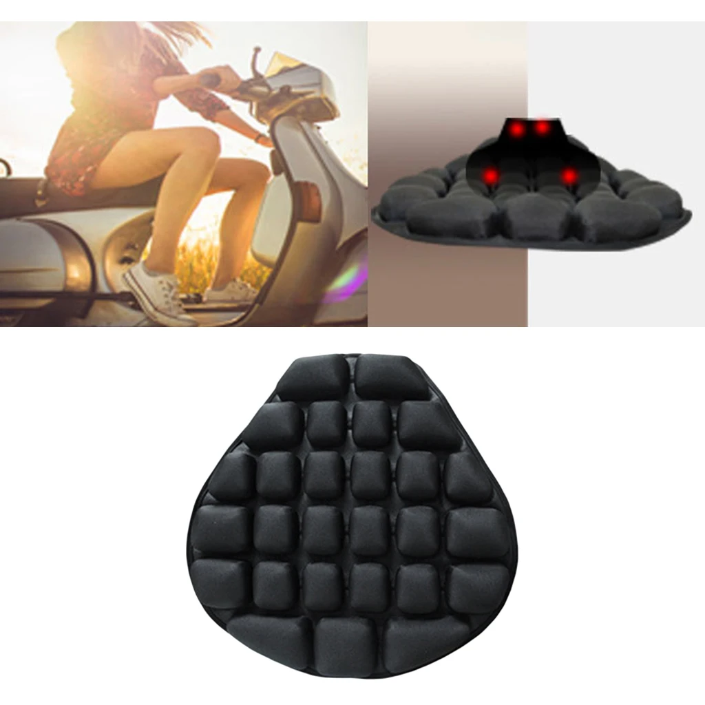 Inflatable Motorcycle Ride Seat Cushion Air Pad for Comfortable Travel Black