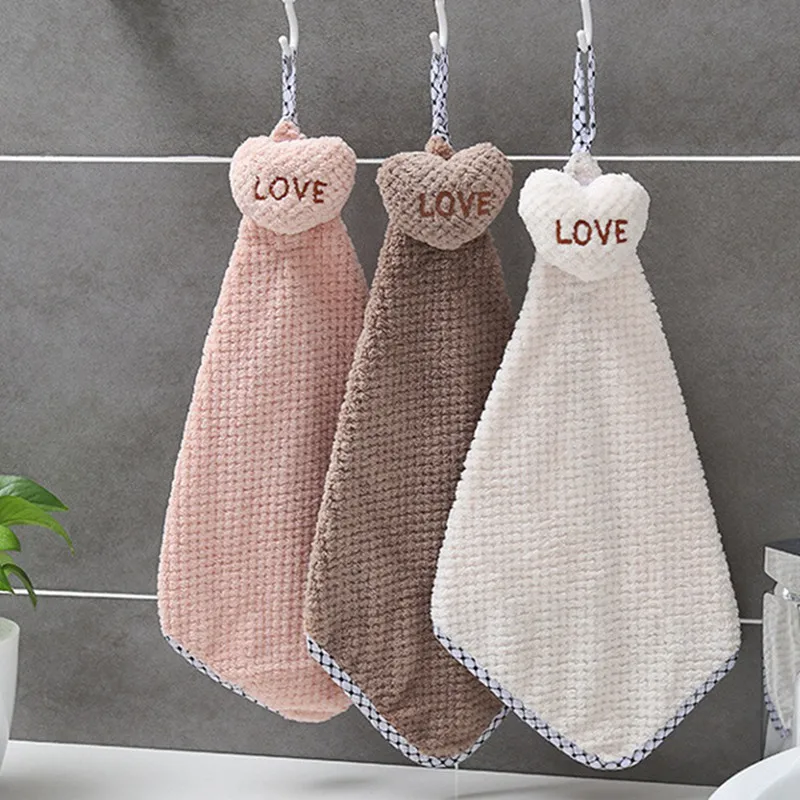 Милый мультфильм любовь утолщенное полотенце кухонное полотенце с подвесной веревкой водопоглощающее полотенце для ванной