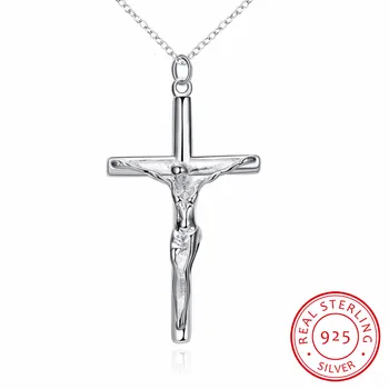 

Lekani Silver Creative Male Necklace Men Jewelry Birthday Gifts 925 Sterling Silver Cross Jesus Pendant Necklace Fine Jewelry