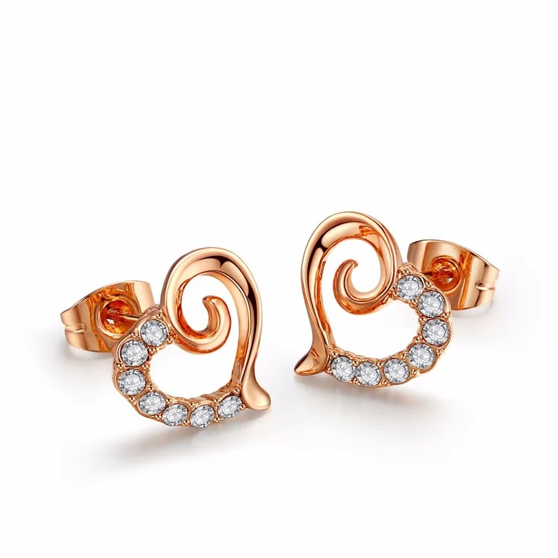 

14k Rose Gold Color Earring Topaz Zircon Diamond Earrings Stud for Women Wedding Engagement Gold Earring Jewelry Birthday Gift