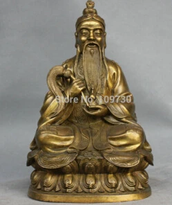 free shipping 10'' China Taoism Pure Bronze Laotse Laozi Senior Moral Statue | Дом и сад