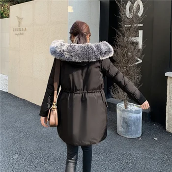 

2020 Winter New Large Fur Collar White Duck down Women's Long Slim Jacket