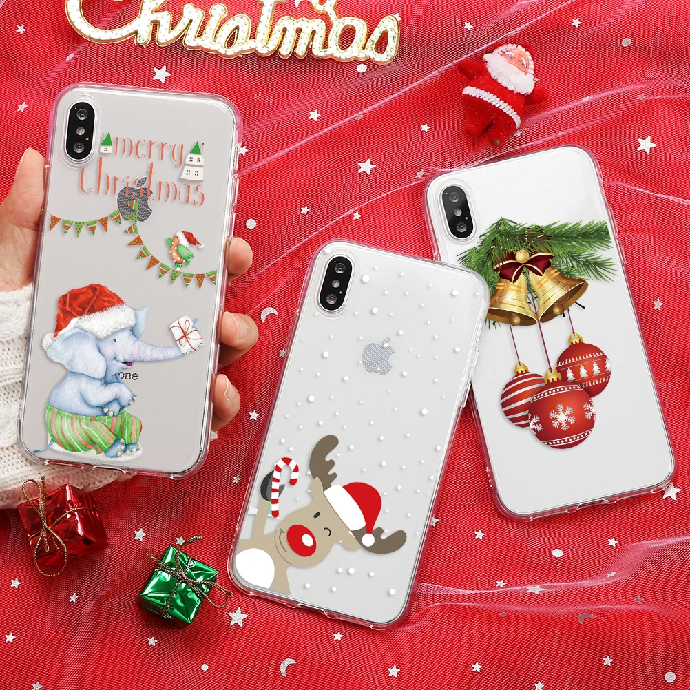 

Christmas Reindeer Phone Case For iPhone 11 Pro Max 7 8 6 6S Plus X XS Max XR 5 5S SE 5C 4 4S Soft TPU Cover New Year Fundas
