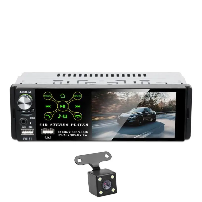 w Cam P5131 4,1 дюймов 1 Din емкостный сенсорный экран автомобиля в тире стерео аудио Bluetooth AM FM RDS радио головное устройство MP5 мультимедийный плеер - Цвет: w Cam