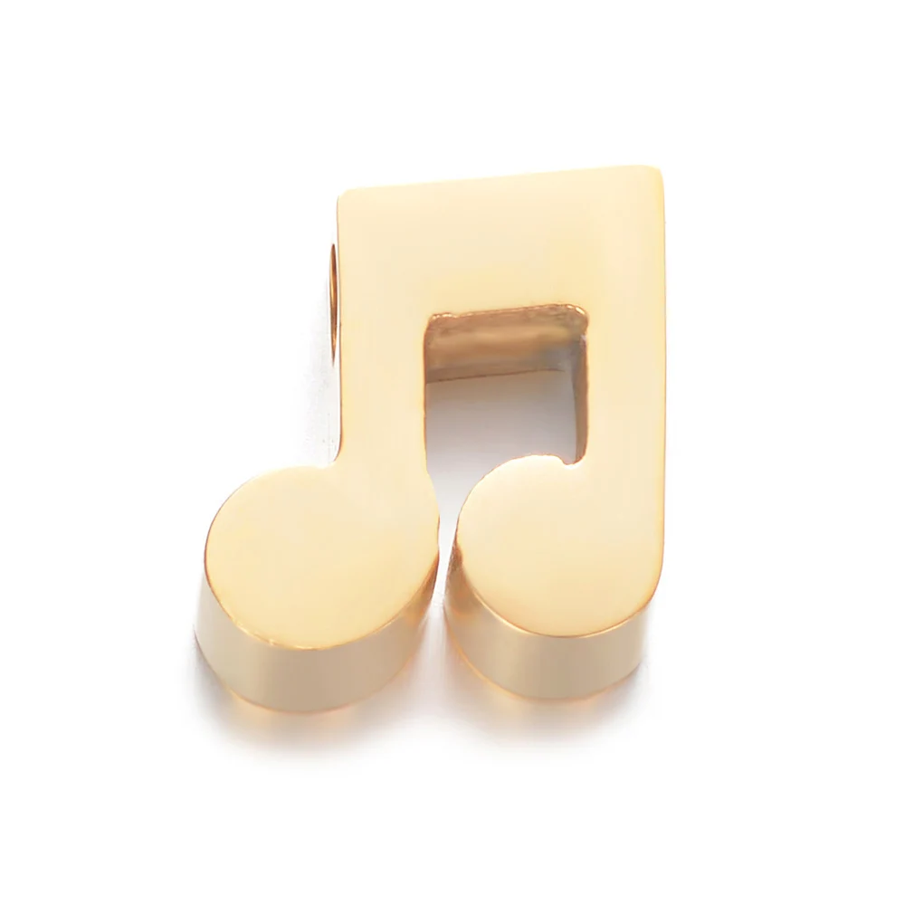 gold musical note 5 шт 316L бусины из нержавеющей стали 1,8 мм отверстие может поместиться 1 мм/1,5 мм цепи DIY ювелирные изделия Сердце Звезда Луна слон Черепаха Крест ключ Корона - Цвет: gold musical note